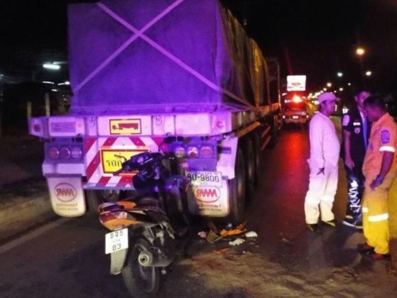 23-year-old man slams into parked 18-wheeler Phuket truck